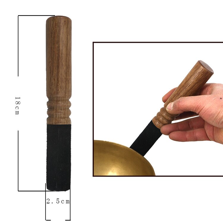 Cuenco tibetano de cuero palo de martillo palo de madera mango de meditación budista tibetana cuenco de canto accesorio 8-25cm: Caqui oscuro