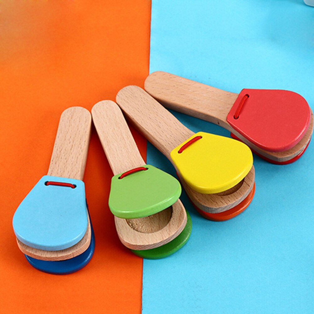 Wooden Percussion Handle Clapping Castanets Board For Baby Musical