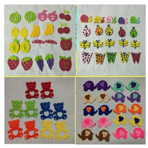 Smukke 4 designs frugt dyr bærer elepant nonwoven felt diy hjem børnehave dekoration tidligt læringsværktøj: Alle 4 designs 70 stk