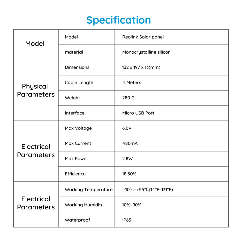 Reolink Solar Panel Reolink Argus 2/ Argus pro Rechargeable Battery Powered IP Security Camera