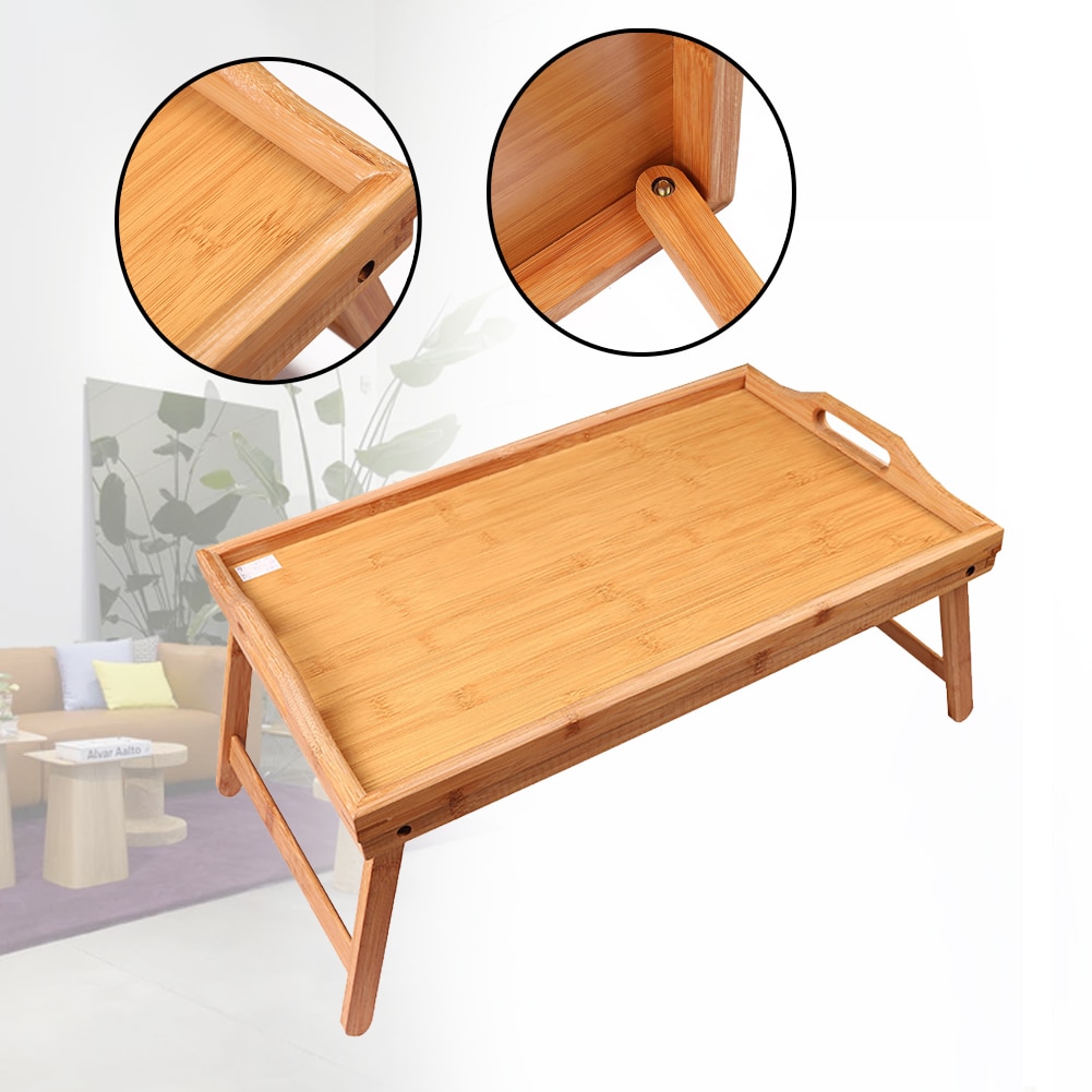 Hout Serveren Opvouwbare Laptop Bureau Multipurpose Effen Draagbare Kids Lap Tray Lezen Bed Tafel Ontbijt Thuis Tekening