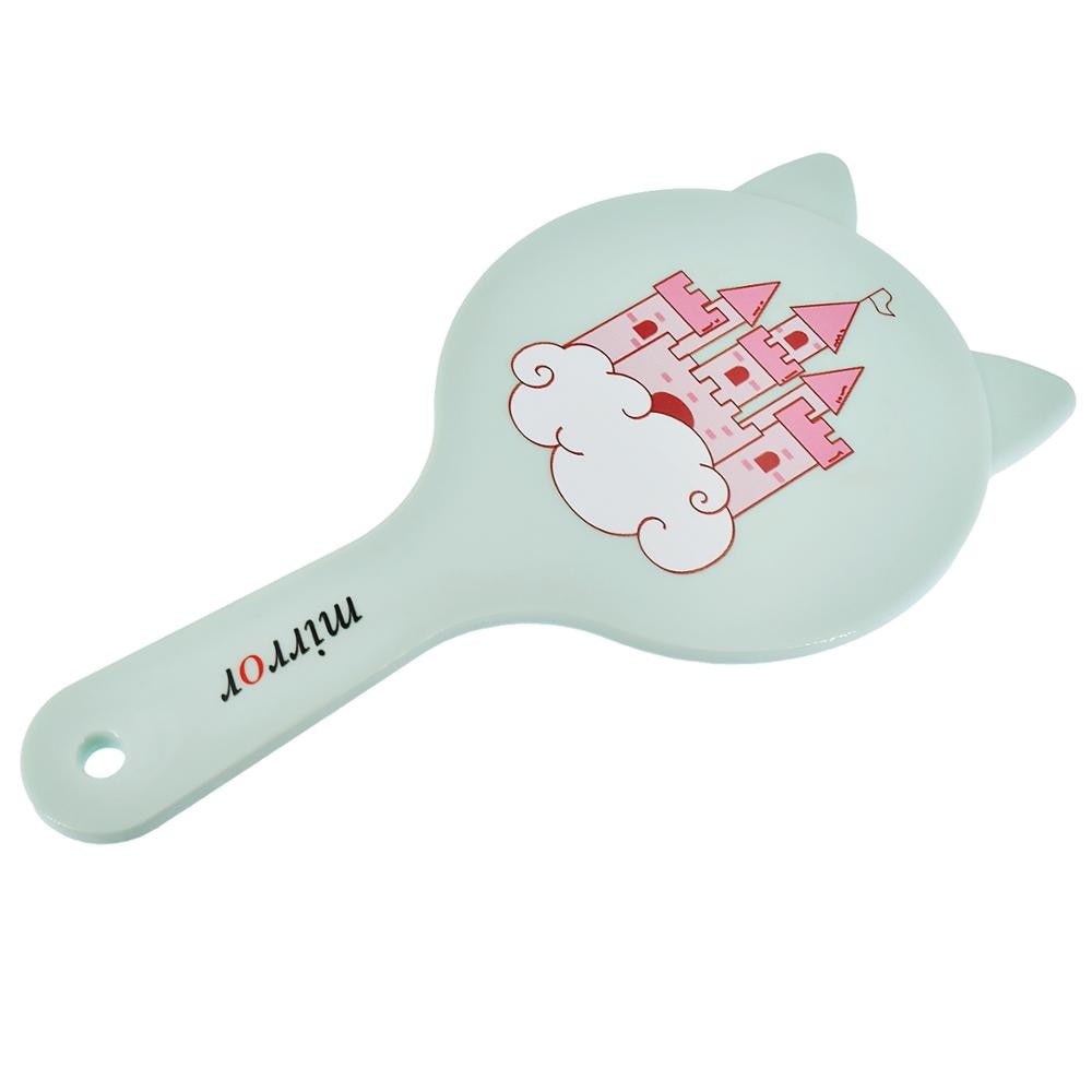 Handgreep make-upspiegel prinsessenkasteel kattenoorvorm ronde cosmetische handspiegel met handvat voor dames schoonheidssalon