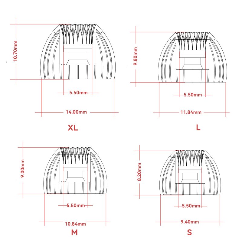 Moondrop Spring Tips Silicone Soft Earphone Ear-Tips for IEMs 3 Pairs Compatible the Nozzle Diameter for 4.8mm-6.4mm