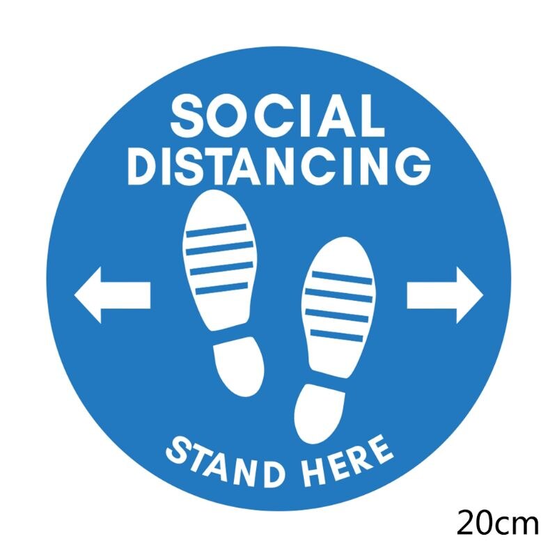 5Pcs Self Adhesive Social Distancing Floor Decals Anti-slip Ground Health Safety Sign Direction Marking Waterproof PVC Stickers: A8