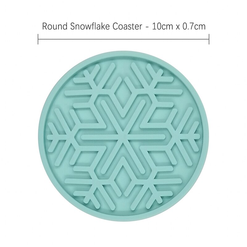 ME.FAM-tapis rond en Silicone flocons de neige en treillis, dessous de verre antidérapant isolant thermique, tapis de bol, décoration de bureau et cuisine: Snowflake Mint