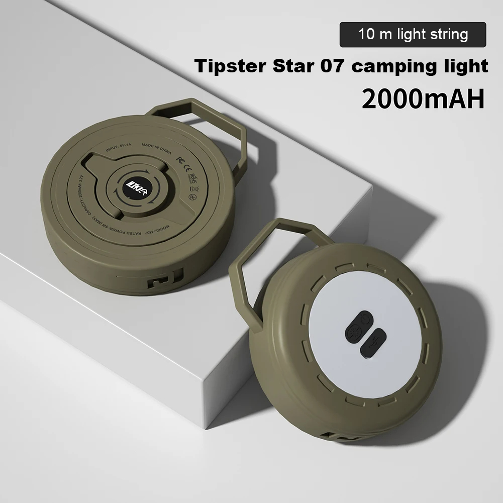 LED Camping Lamp Strip Atmosphere 10M Length IPX6 Waterproof Rechargeable Portable Tent Lantern Outdoor Garden Room Decoration