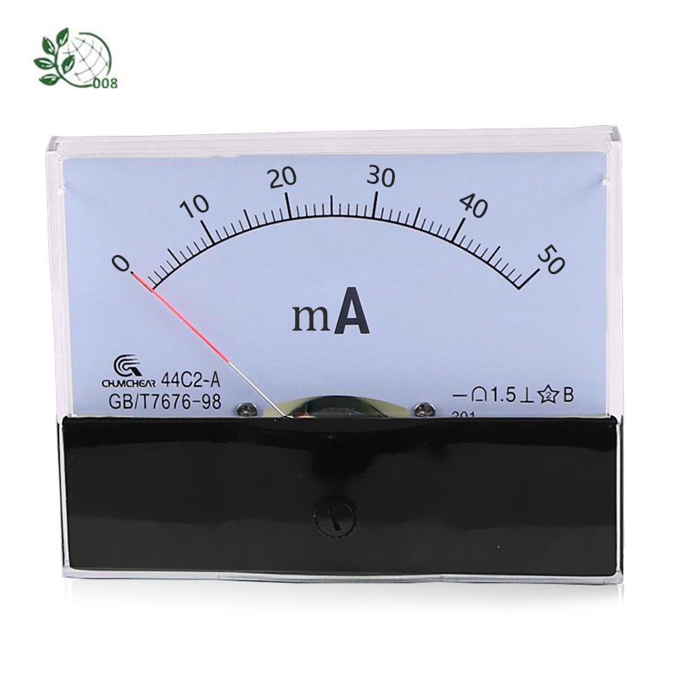 44C2 DC Amperímetro analógico panel puntero amperímetro DC 1mA 3mA 5mA 10mA 15mA 20mA 30mA 50mA 75mA 100mA 150mA 300mA