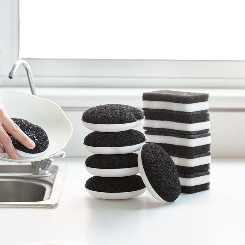 Esponja de limpieza de lavavajillas de doble cara de 5 uds., almohadilla de plato, olla, esponja de fregado fácil de limpiar, esponja de cocina, cepillos de limpieza, exfoliante