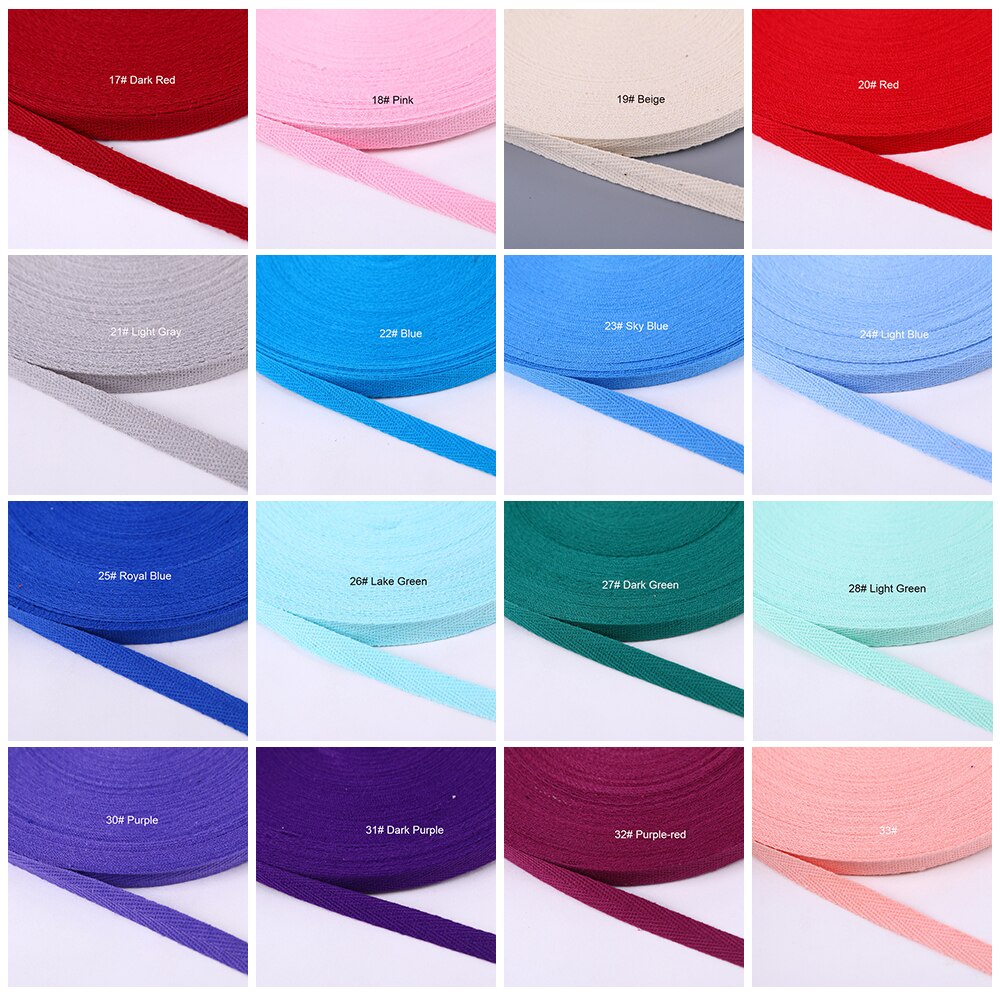 50 Yards/Roll 20mm Cotton Ribbon Herringbone Twill Bias Binding Tape For Bag Clothing Strap Handmade Garment Sewing 37 Colors