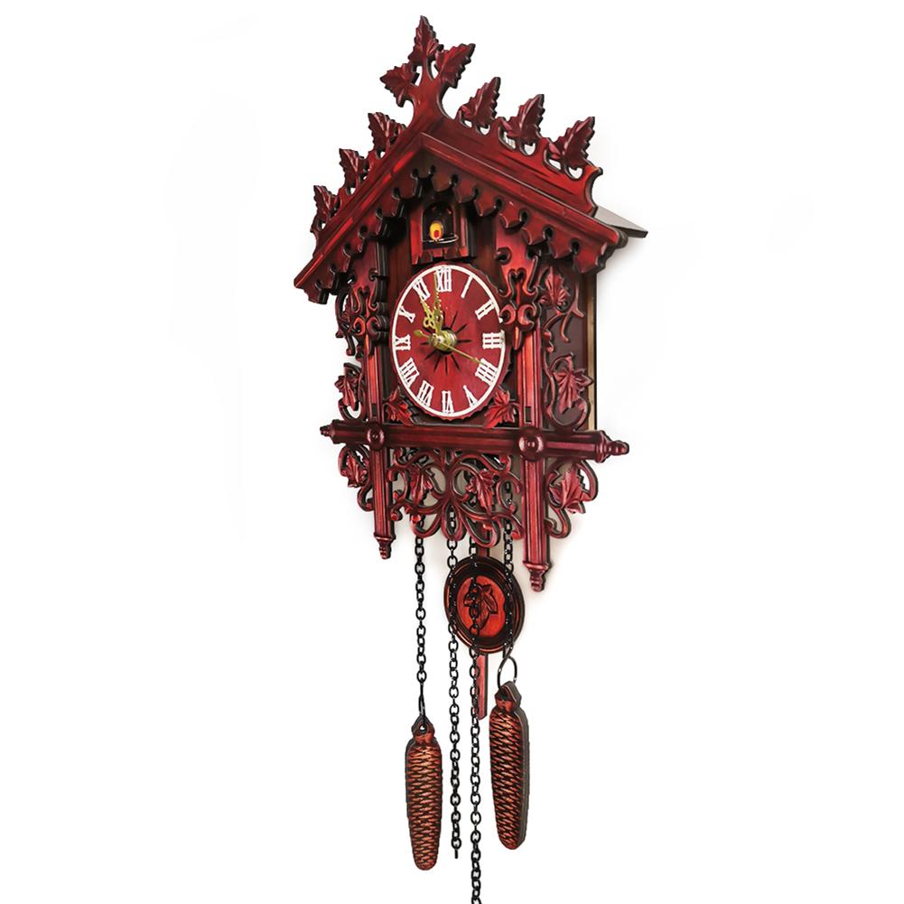 Reloj de cuco para sala de estar, reloj de pared de madera tallado a mano de Bosque Negro, pájaro, Cuco, alarma, hora del día en casa