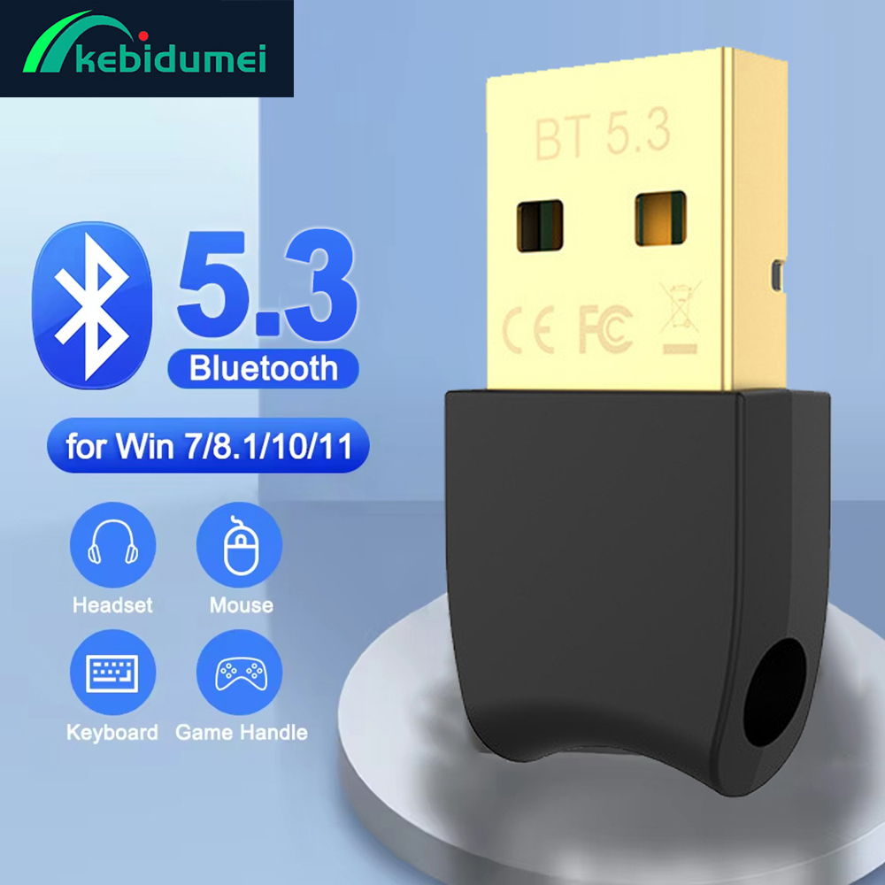 Kebidumei USB Bluetooth 5.3 Adapter Bluetooth Transmitter Receiver Audio Bluetooth Dongle Wireless USB BT 5.3 Adapter for Laptop