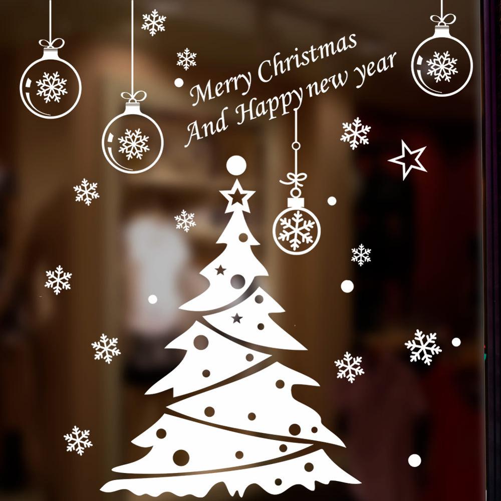 Christmas tree decoration glass window wall sticker wall decals festival home decor happy year stickers wallpaper