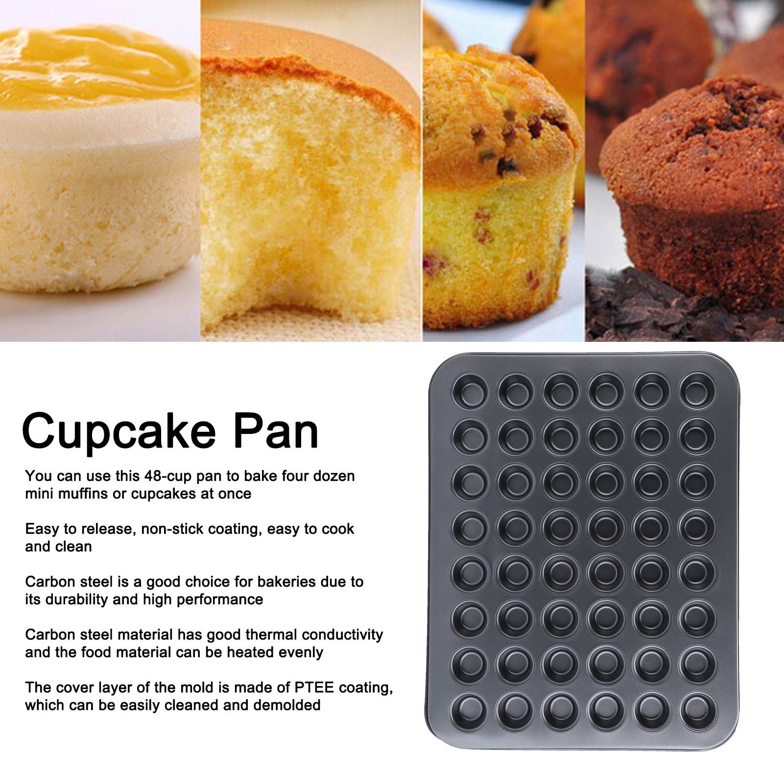 Taartvorm voor 48 kopjes Mini-ronde cupcakevorm met antiaanbaklaag voor 48 kopjes Bakvorm Bakvormen Kookaccessoire Cupcake-bakvorm