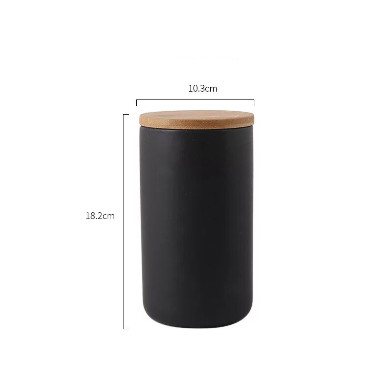 nordisch Keramik Luftdichten Dosen Kaffee Tee mit Deckel Haushalt Lebensmittel Lagerung Boxen Gläser Küche Kleine Lagerung Dosen: Schwarz-L