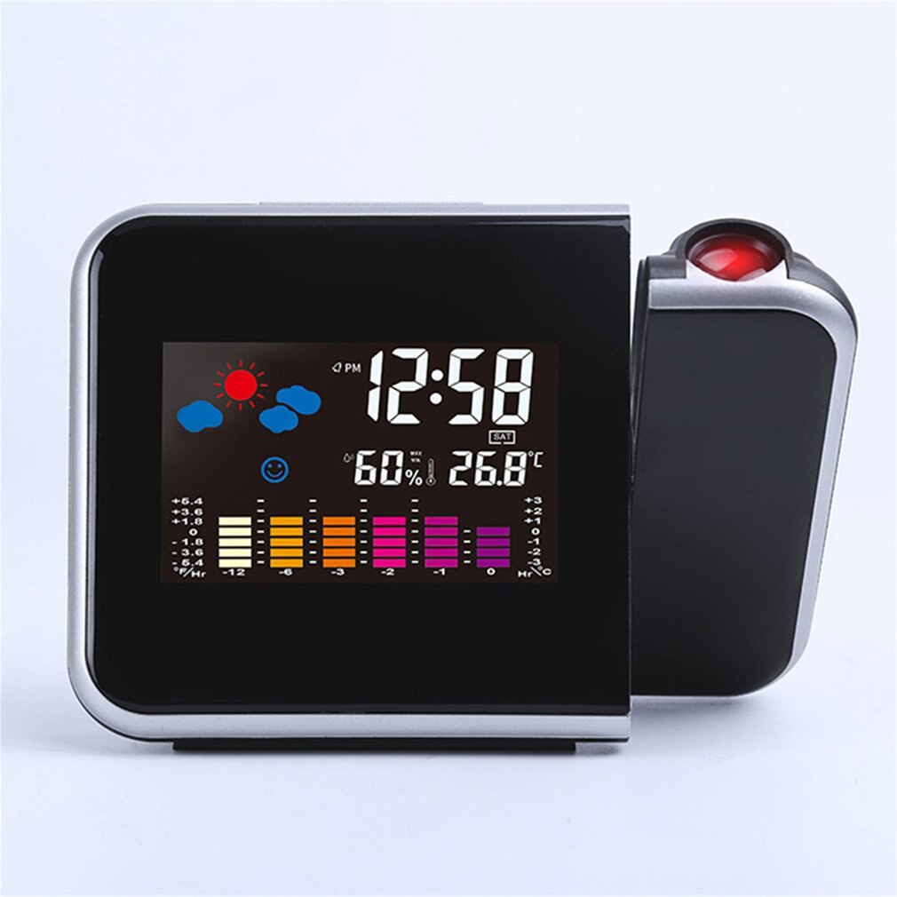 Projection Clock Supports Modern Weather Forecast Alarm Clock High-definition LED Color Screen Electronic Clocks