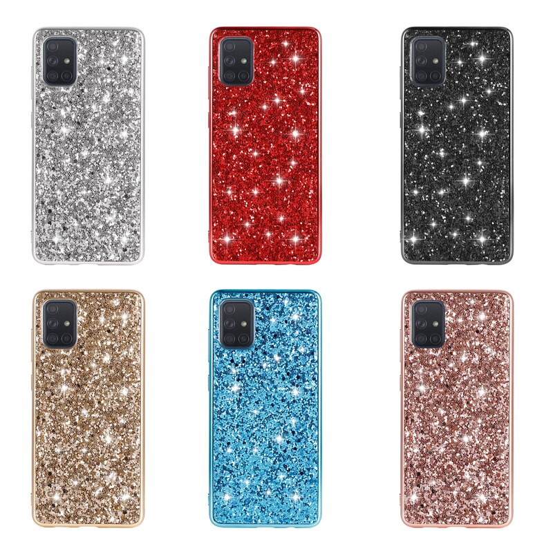 Pour Samsung Galaxy A51 étui Bling diamant paillettes couverture arrière pour Samsung A 51 A71 Anti-chute souple Silicone cadre étuis