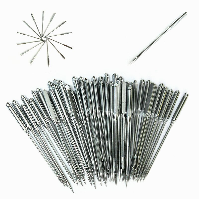 50 Pieces/Set Silver Sewing Machine Needles Assorted Home Sewing Machine Needles 11/75 12/80 14/90 16/100 18/110 Sewing Needles