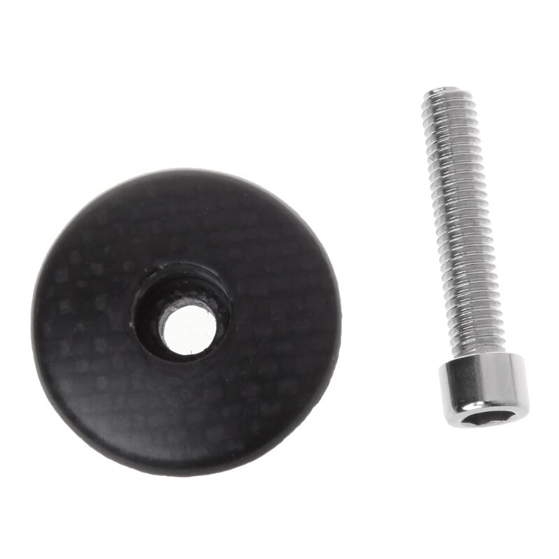Bicycle Headset Cap 28.6mm Dustproof Top MTB Stem Cover Carbon Fiber With Screw for Cycling