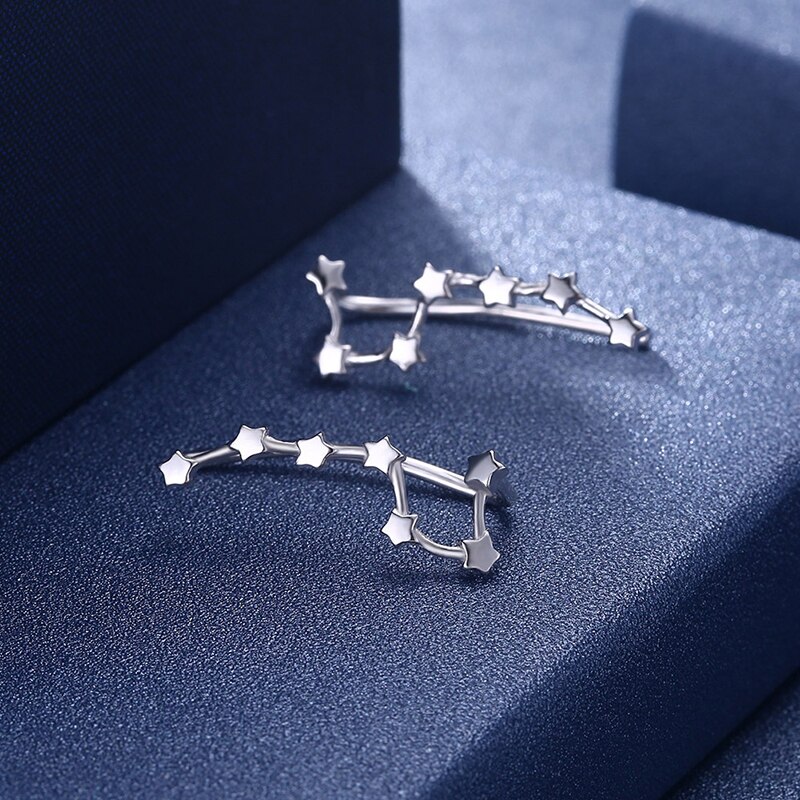 Women Moon Star Ear Stud Earrings Teen Birthday Jewelry Silver Earring Female