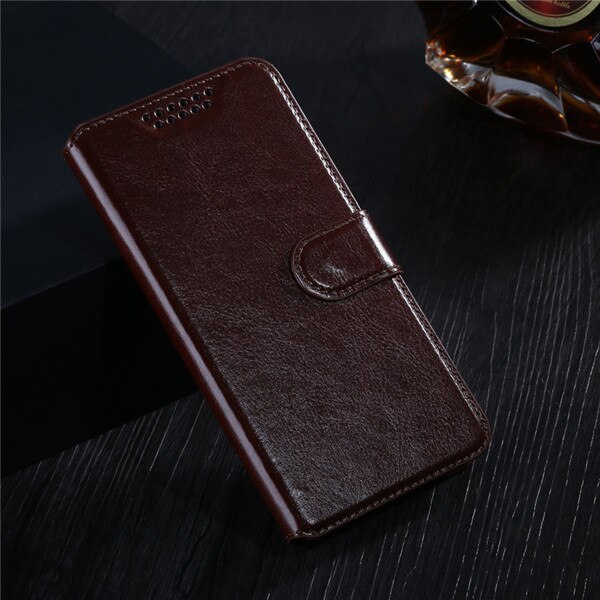 Luxe Retro Flip Case voor Huawei Y6 Lederen Achterkant Kaartsleuf Portemonnee Holster Huid Mode Telefoon Coque: Brown