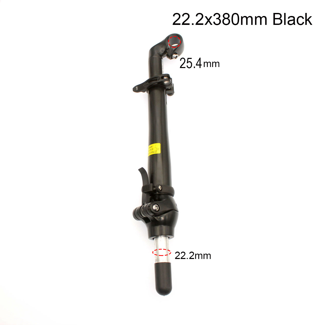 Vástago de manillar de bicicleta eléctrica, accesorio de aleación de aluminio para Scooter plegable, 22,2/25,4mm x 380mm