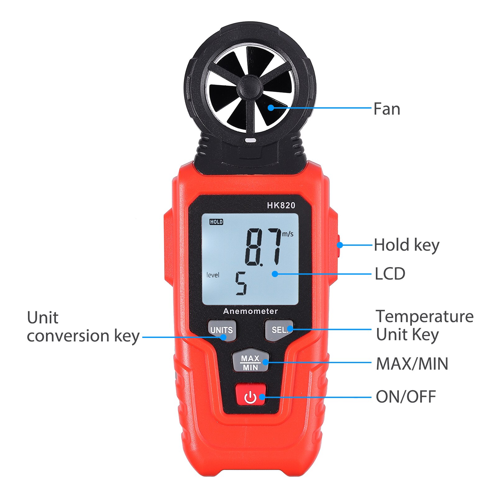 Neoteck Digital Handheld Anemometer With Backlight Wind Speed Meter For Windsurfing Sailing Surfing Fishing Kite Flying Tester