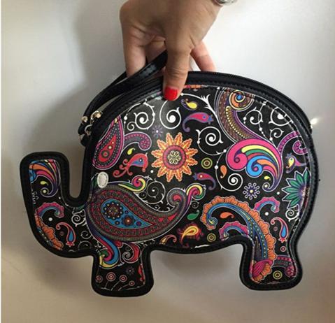Gsenmo elefant kvinner lær håndveske søt clutch vintage telefonveske armbånd dameveske elefant lommebok: Default Title