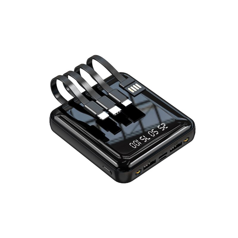 Mini-powerbank 20000 mah, typ c, tragbar, externer akku mit spiegelbildschirm, kompatibel mit xiaomi  mi 8 9 iphone 11.: Schwarz 3