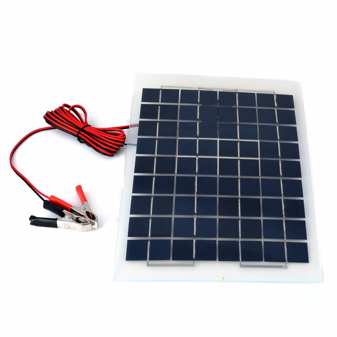 10W 12v Polykristallijne Energie Zonnepaneel Batterij Module + Alligator Clips + Kabel Voor Solar Water Pompen Elektrische fans