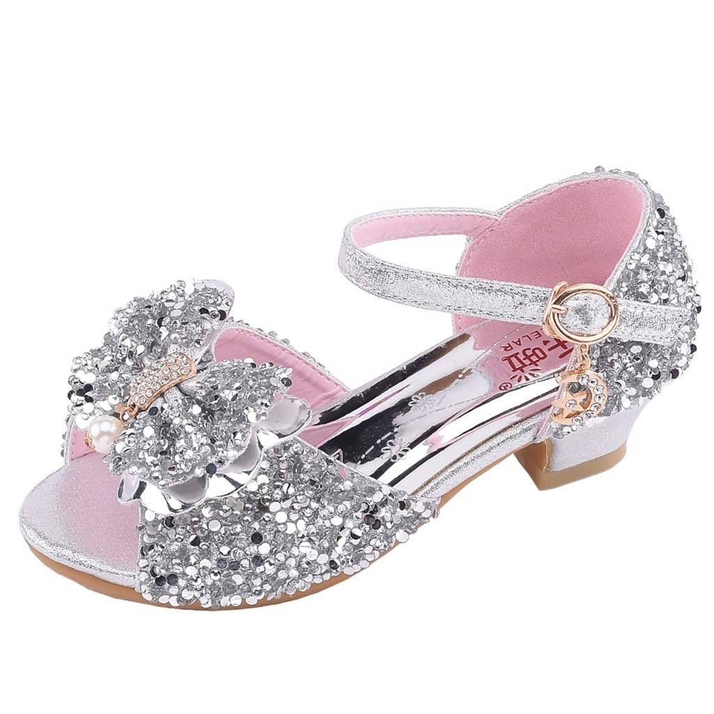 Kinder Kinder Schuhe Mädchen Casual Bowknot Sandalen Kristall Bling Pailletten Einzelnen Schuh Party Prinzessin Dance Sandalen Hochzeit Schuhe