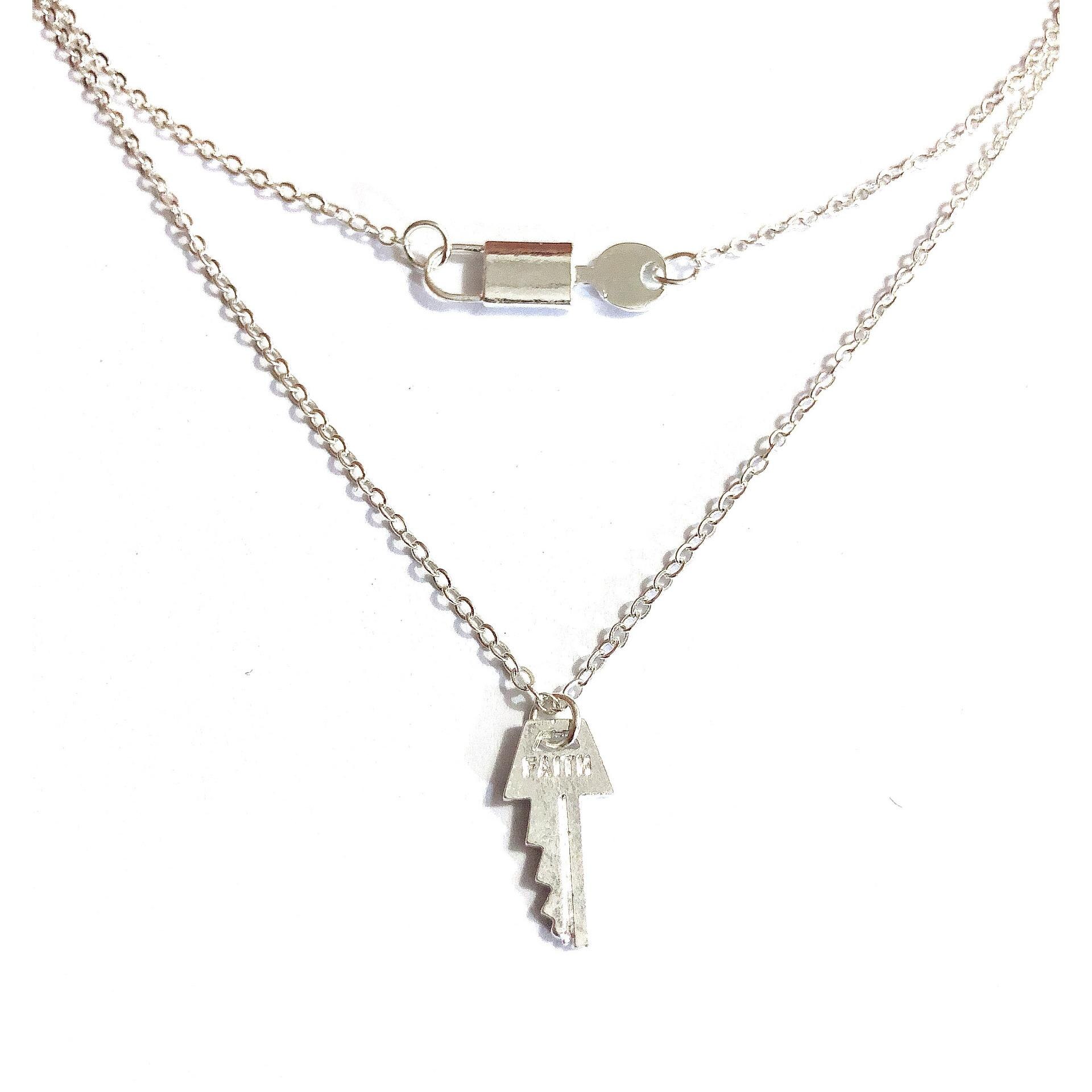 Neue Halskette Schmuck Multi-schicht Halskette Schlüssel Schloss retro ErkläSprosse Halskette gotisch Halskette Frauen: Silber-