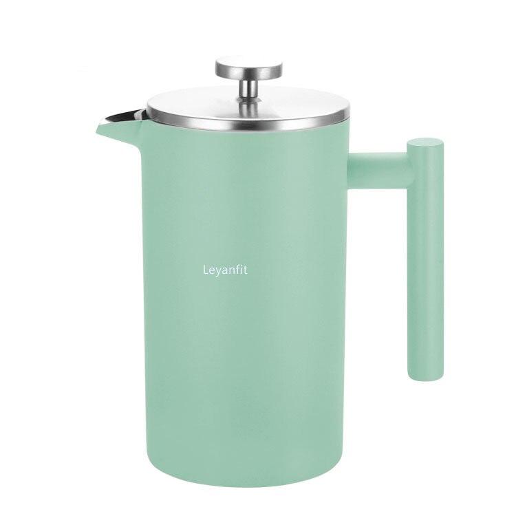 1.5L Franse Pers Koffiezetapparaat Rvs Koffie Percolator Pot Dubbele Muur Enorme Capaciteit Handleiding Koffiekan Koffie Container: Sky Blue 1000ML