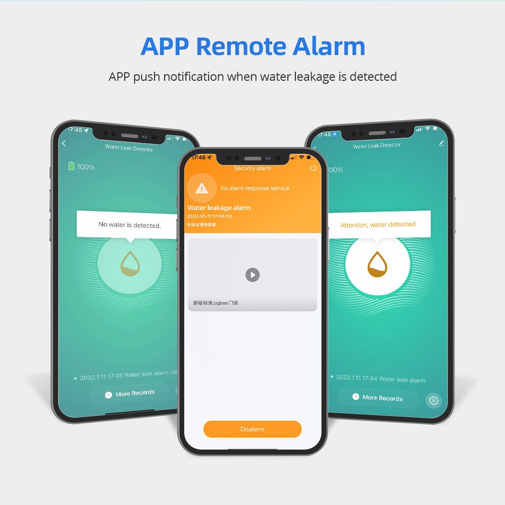 Zemismart-Detector de fugas de agua Tuya Zigbee, alarma de seguridad inteligente para el hogar, Sensor de fugas de inundación, funciona con Homekit a través de ZMHK-01