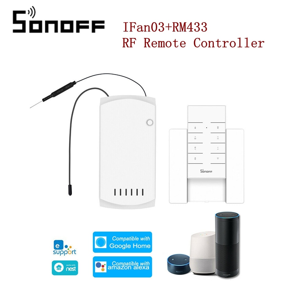 Sonoff IFan03 Wifi Plafond Ventilator Smart Home Light Controller Met RM433 Rf Afstandsbediening App Afstandsbediening On/Off controle