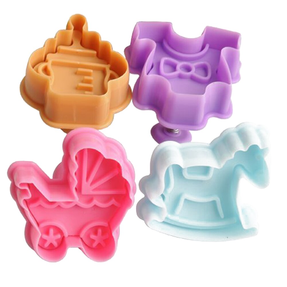 4 pièces bébé thème 3D cuisson gâteau coupe Durable en plastique Cookie moules