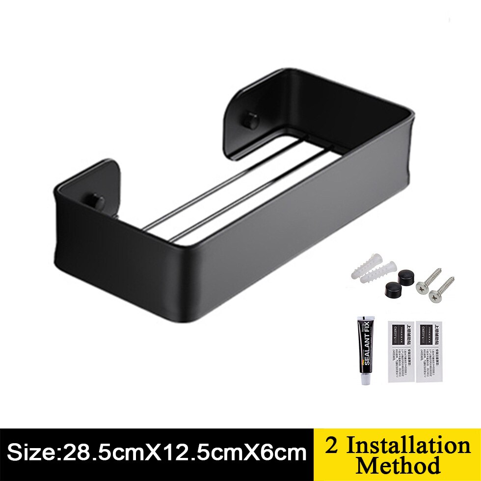 Tissue Holder Black Silver Shower Caddy for Bathroom Toilet Kitchen Shelf Soap Dish Wall Mounted WC Paper Basket: Long-Black