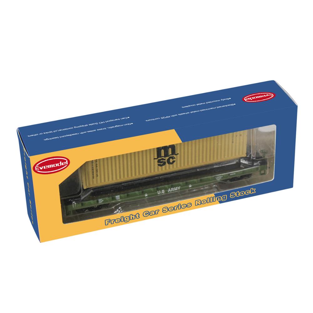 C8741 Model Railway Layout HO Scale 1:87 52ft Flat Car with 40&#39; 20&#39; Container Oil Tanks Lot