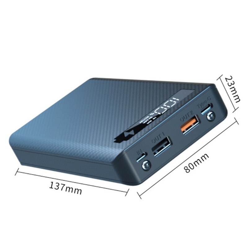 Multifunctional Power Bank Shell Charger Box with 2 USB Output Ports 6 Slot Batteries Container DIY Case