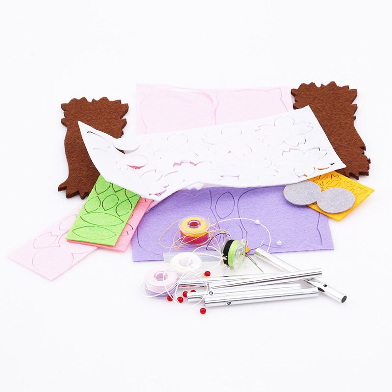 Diy Cute Owl Flowers Sakura Chick Handmade Felt Craft Material Pack Diy Wind Chimes Door Ornaments Home Bedroom Decoration