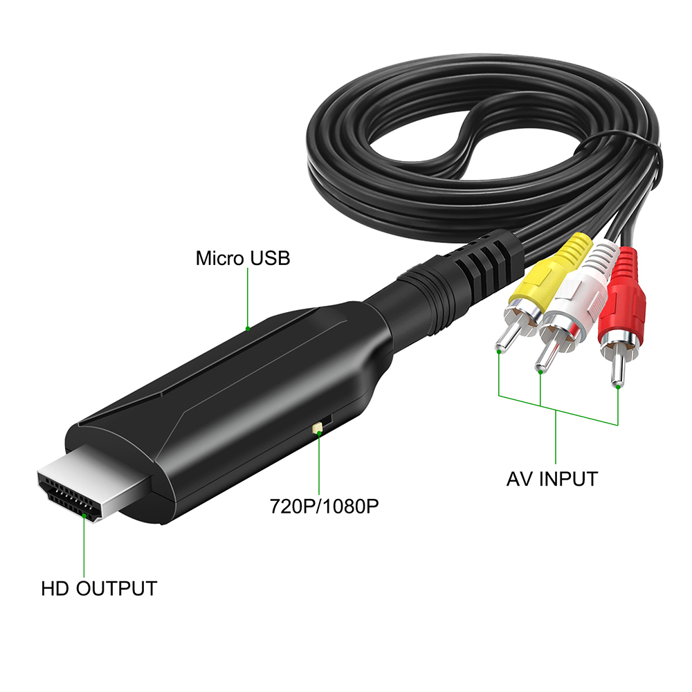 HD 1080P macho RCA AV/CVSB L/R vídeo a HDMI compatible AV Scaler cable adaptador convertidor de vídeo caja compatible con NTSC PAL