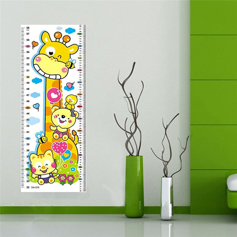 24.7cm*75.5cm Baby Children Height Sticker Cartoon Animal Growth Height Chart Wall Sticker