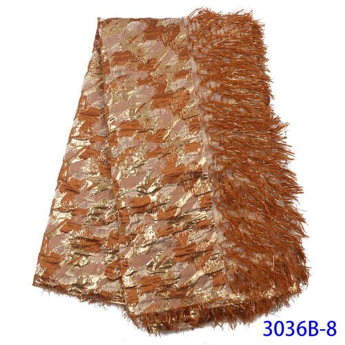 Afrikansk stof blonder fransk nigeria brocade blonder stof med fjer tyl blonder stof til kjoler  ks3036b: Billede 8