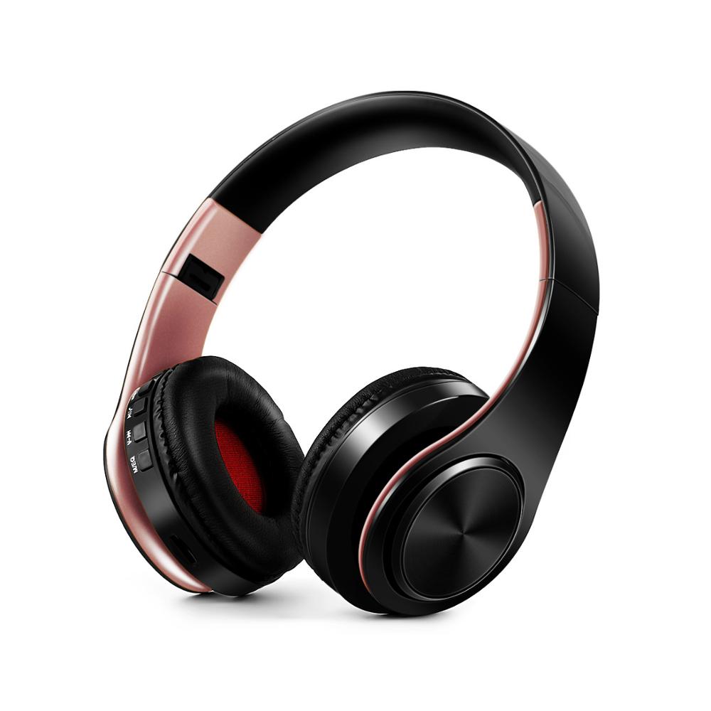 Tourya B7 auriculares inalámbricos Bluetooth Auriculares auriculares con micrófono para PC teléfono móvil música: Black Rose Gold