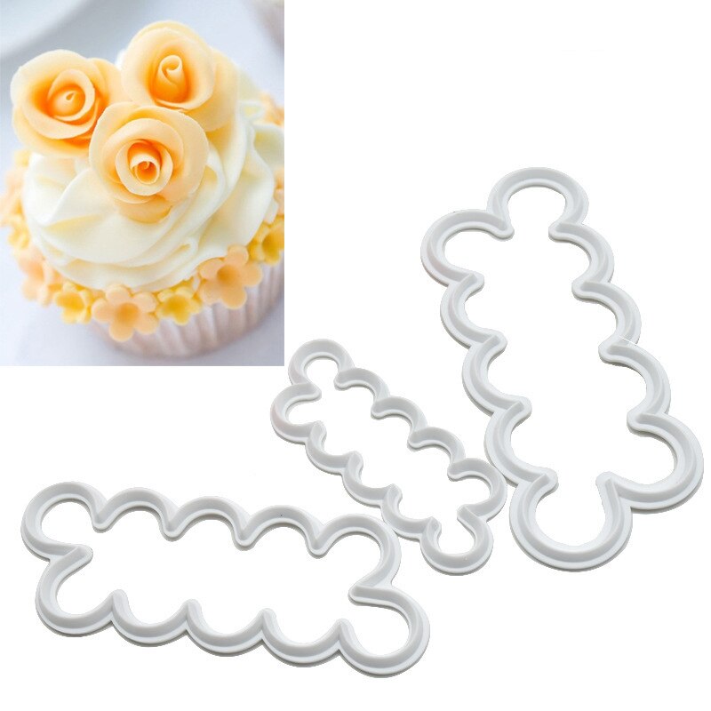 3 Stks/set 3D Rose Petal Flower Shaped Cutter Maker Elegante Cakevorm Fondant Cake Decorating Mould Sugar Craft Mould Diy gereedschap