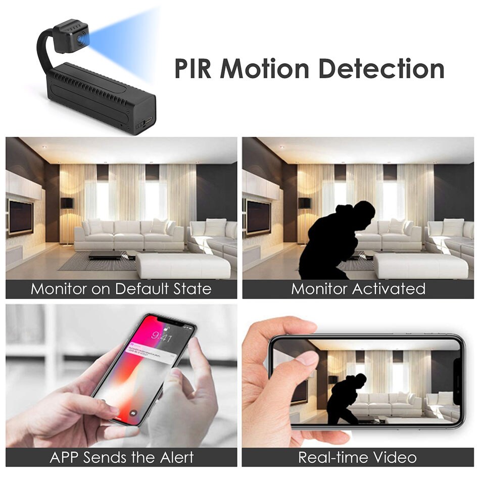 1080P Mini Camera Retractable Sports Camera Support TF Card Wifi Camcorder Night Vision Smart AI Detection Home Security Cam