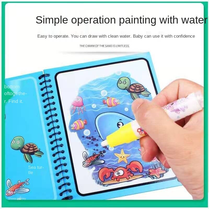 Children's graffiti picture book reusable picture book baby puzzle water brush set kindergarten princess drawing book