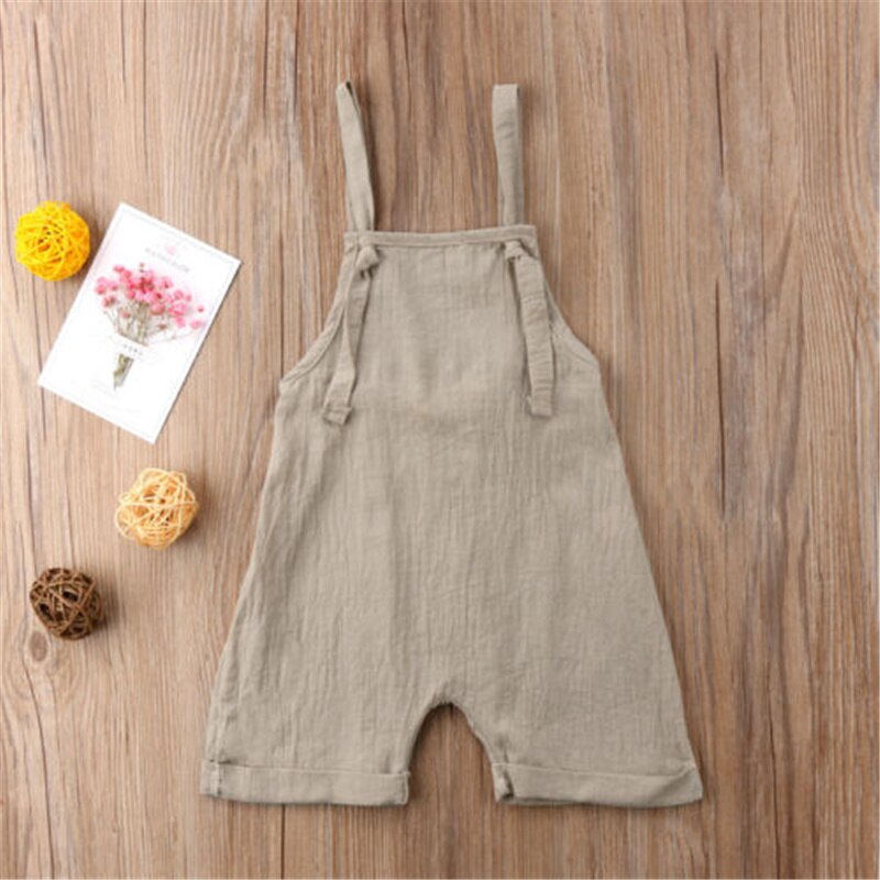 Baby Unisex Riem Mode Overalls Pure Kleur Mouwloze Netto Oppervlak Comfortabele Ademende Een Stuk Broek Voor De Zomer: 100 2-3Years