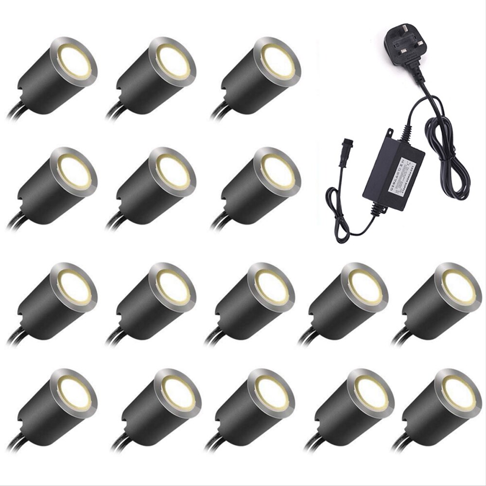 12V LED Deck Light Underground lampa ze stali nierdzewnej wodoodporny IP67 wpuszczone oświetlenie schodowe LED Light Wall Spotlight 16 sztuk/partia: 16pcs with shell UK / Warm white