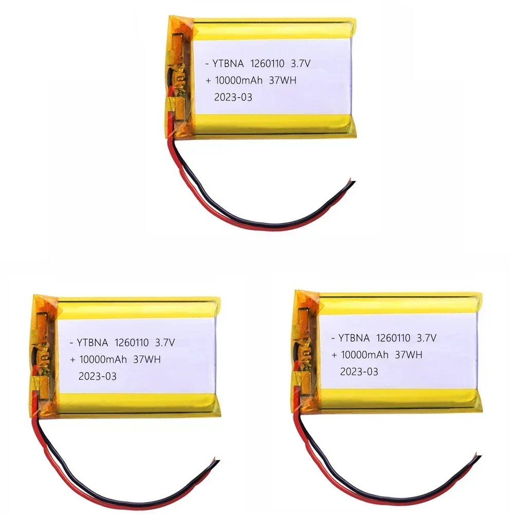 3,7V 10.000mAh 1260110 Bateria de polímero de lítio para banco de potência DIY GPS Capacidade real Baterias recarregáveis de íon-lítio de grande capacidade: Azul