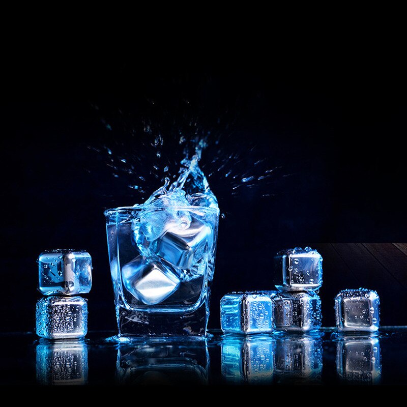 1PC Stainless Steel Whiskey Stone Ice Cubes Bar KTV Magic Supplies Wiskey / Wine / Beer Cooler Ice Rocks Whiskey Stones
